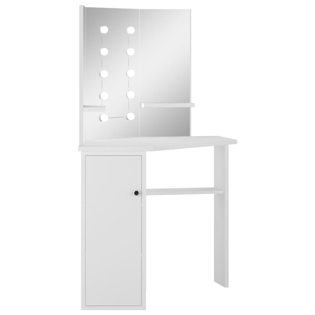 Coiffeuse d'angle avec LED 111x54x141,5 cm