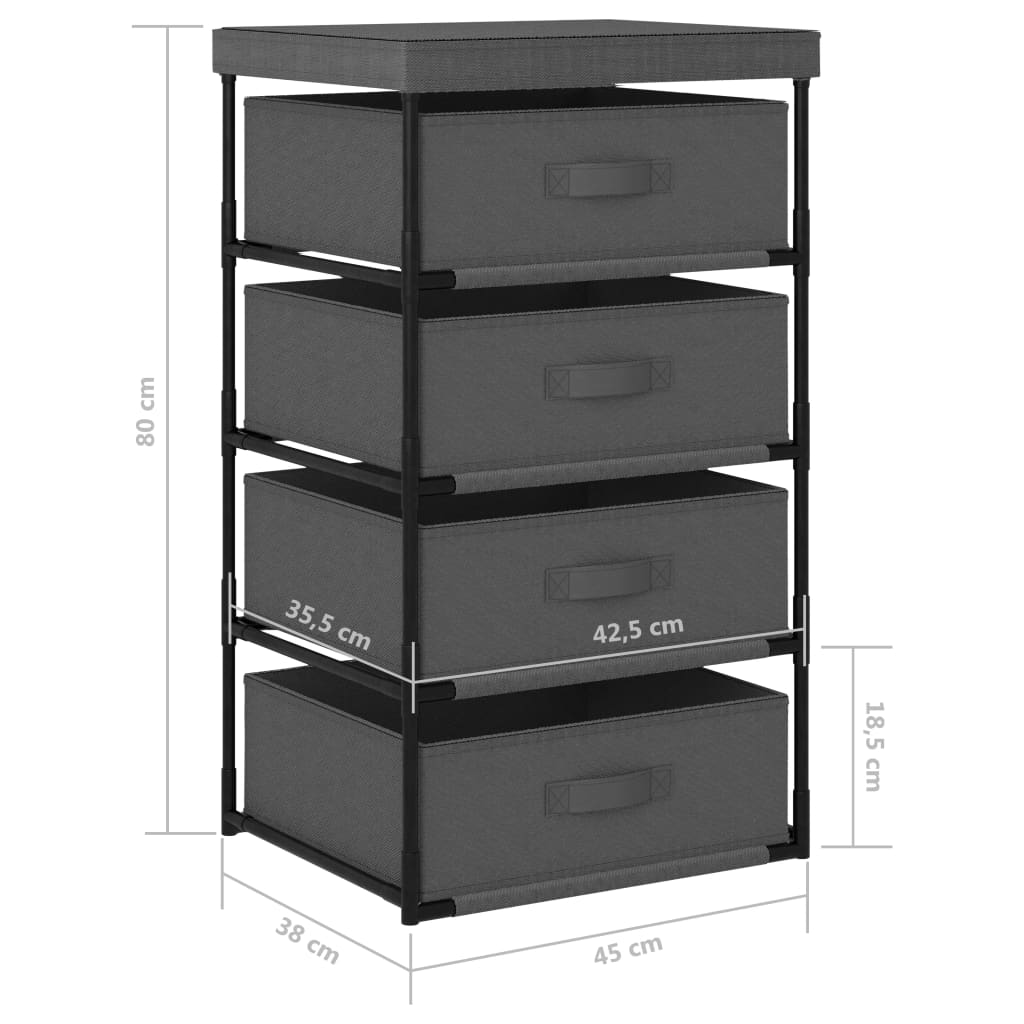 Support de rangement avec 4 paniers en toile d'acier