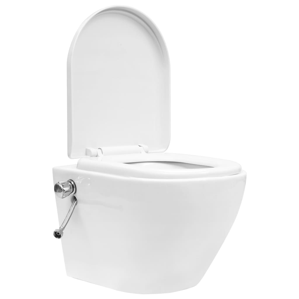 Toilettes suspendues sans rebord avec réservoir caché en céramique