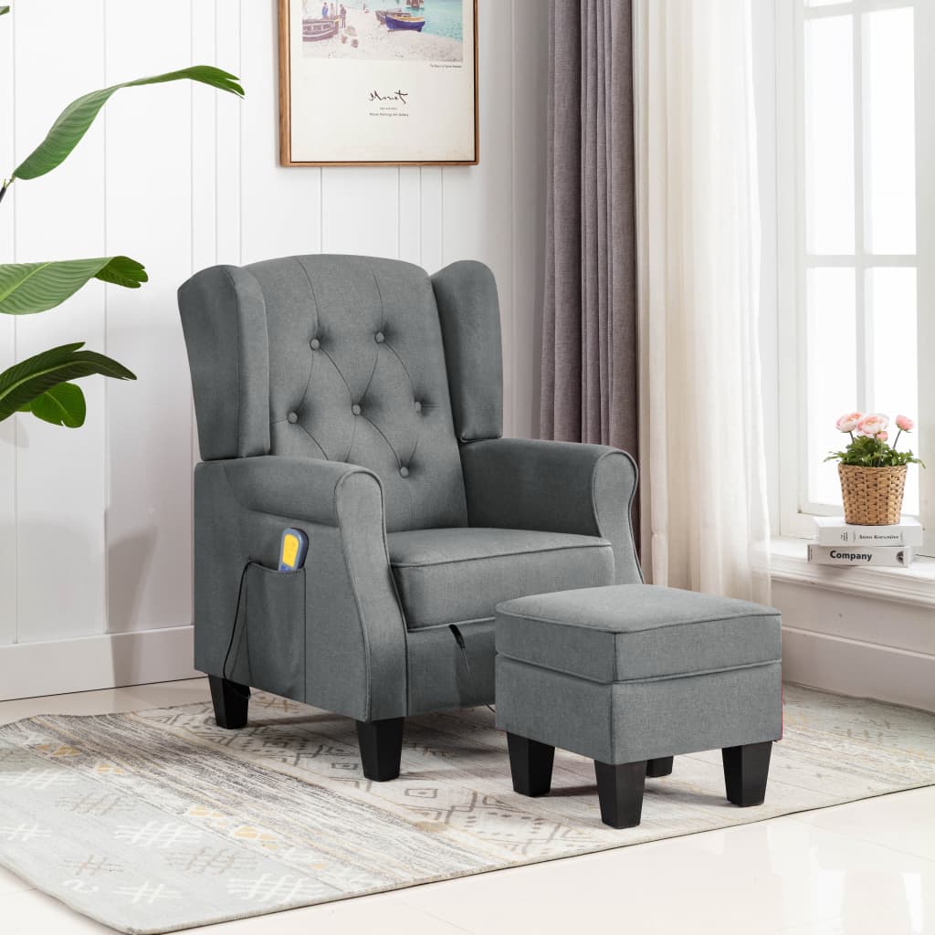 Fauteuil de massage avec repose-pieds en tissu