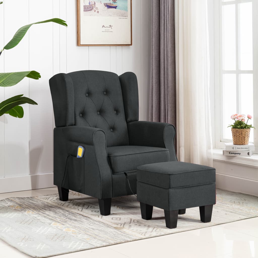 Fauteuil de massage avec repose-pieds en tissu