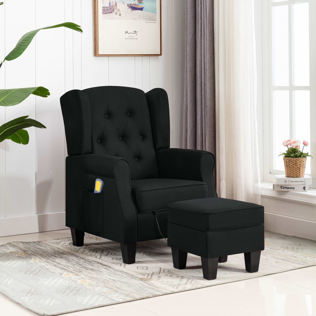 Fauteuil de massage avec repose-pieds en tissu