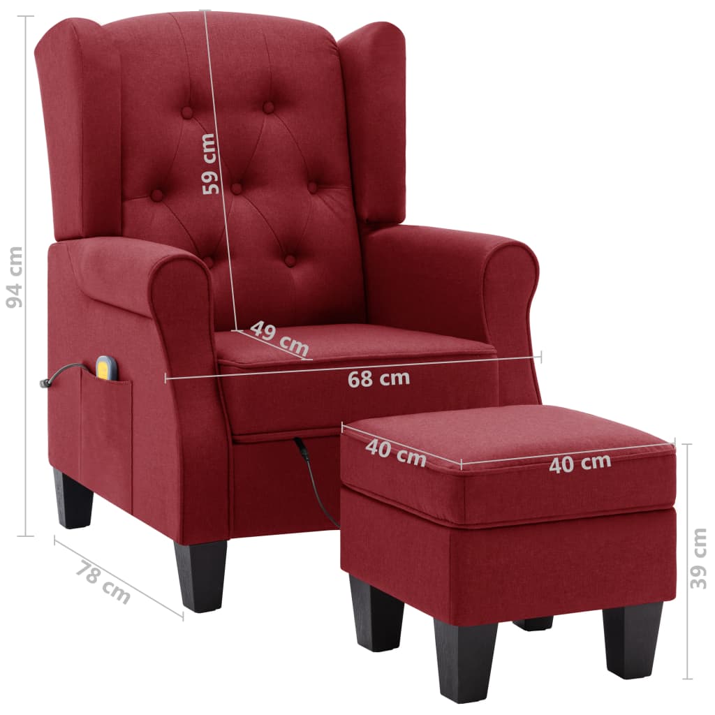 Fauteuil de massage avec repose-pieds en tissu