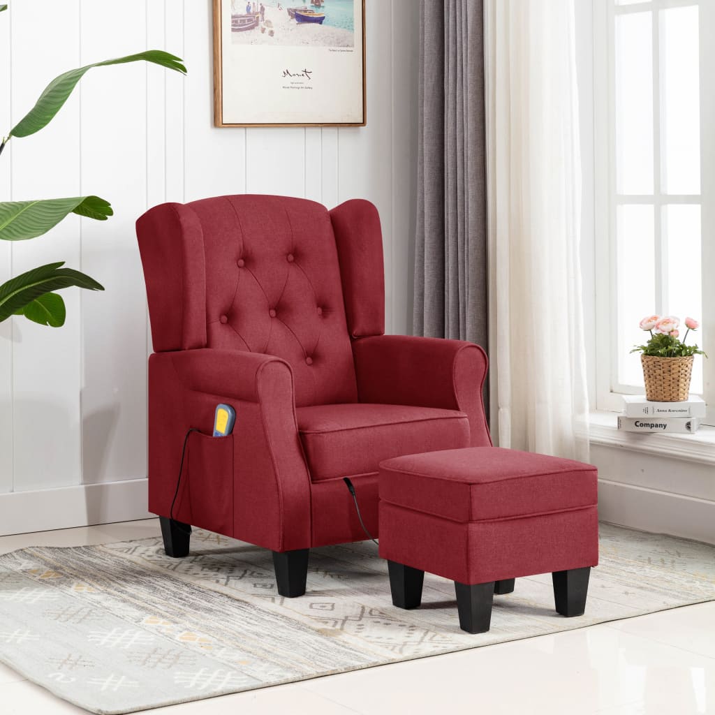 Fauteuil de massage avec repose-pieds en tissu