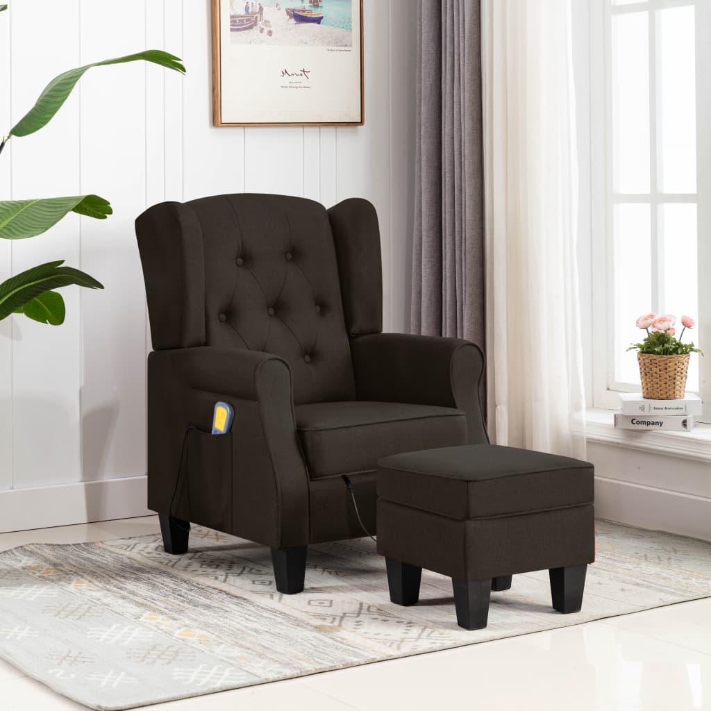 Fauteuil de massage avec repose-pieds en tissu