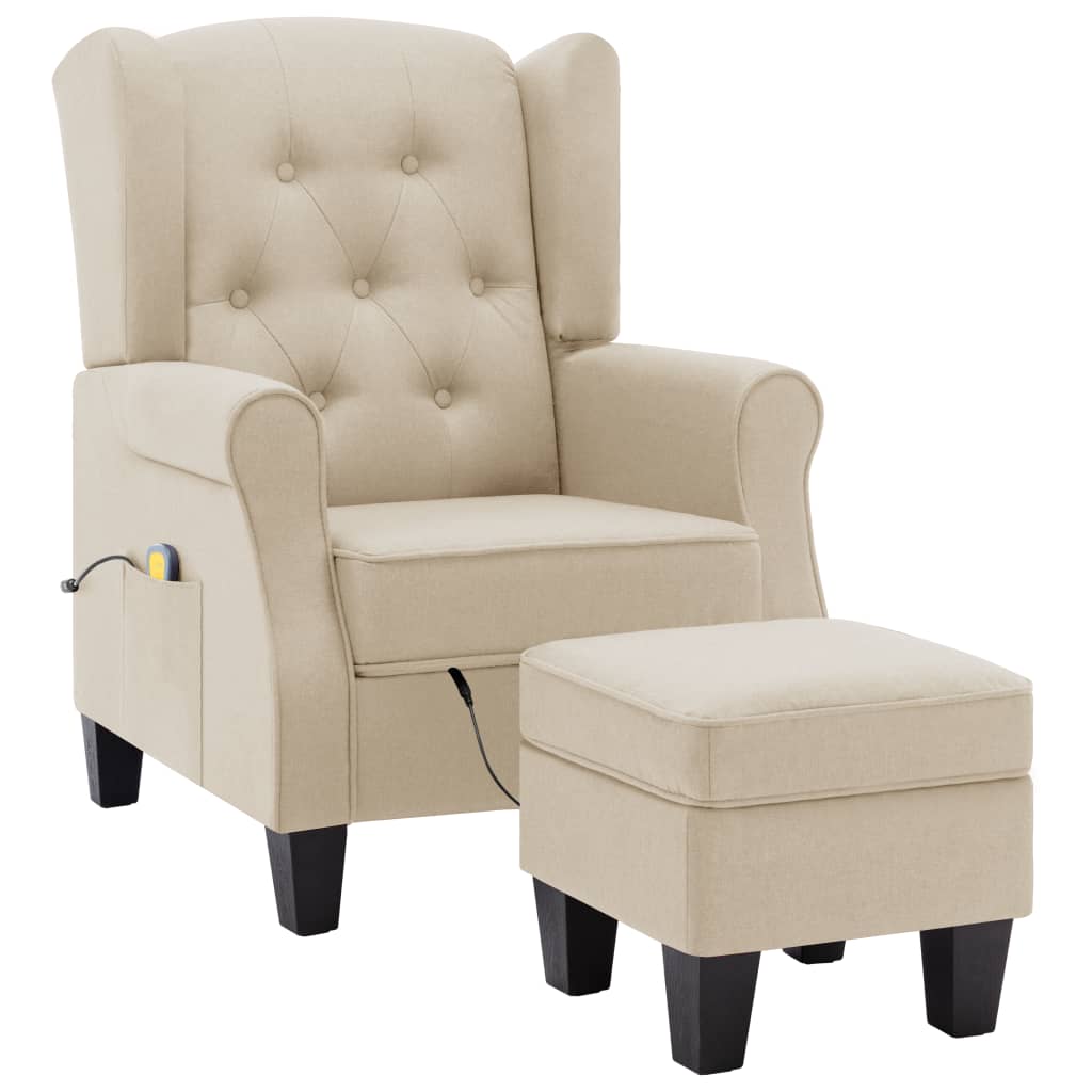 Fauteuil de massage avec repose-pieds en tissu