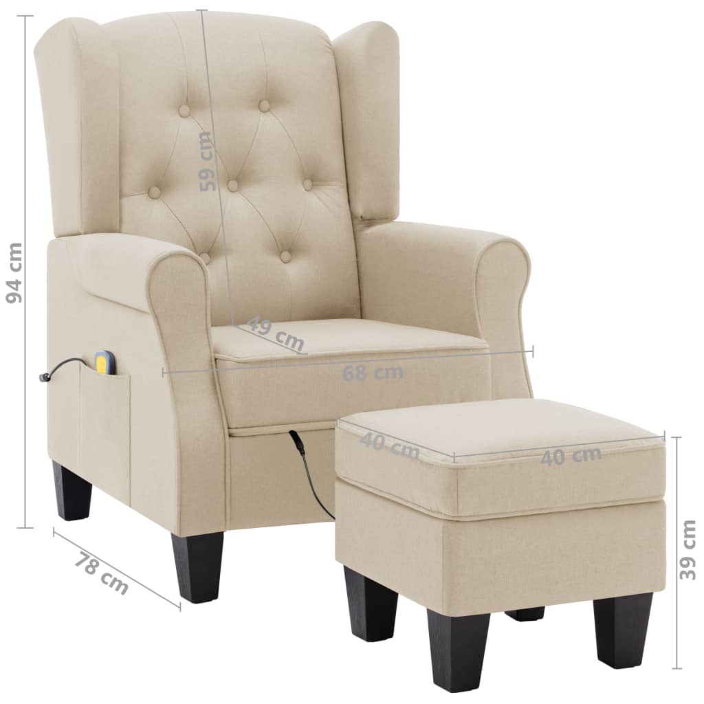 Fauteuil de massage avec repose-pieds en tissu