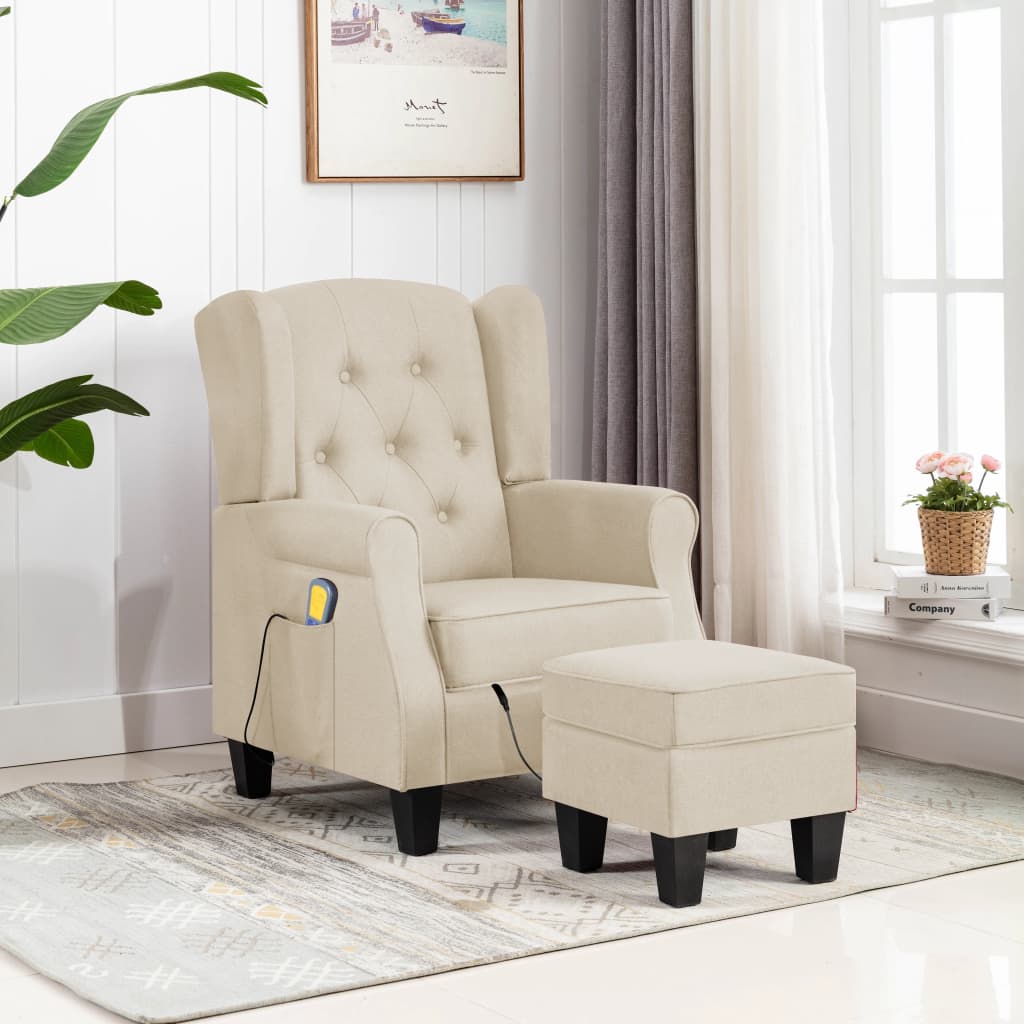 Fauteuil de massage avec repose-pieds en tissu