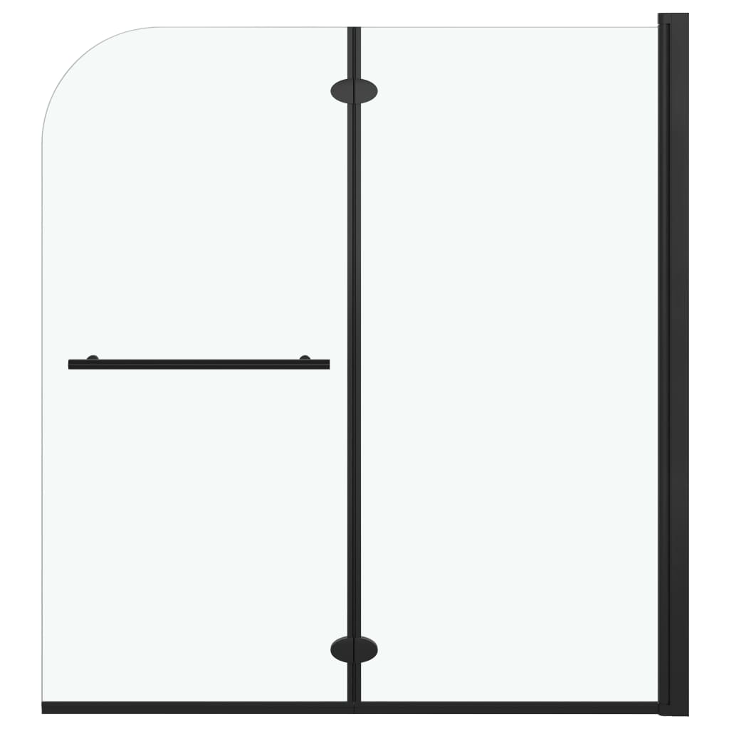 Douchewand inklapbaar 2 panelen 95x140 cm ESG zwart