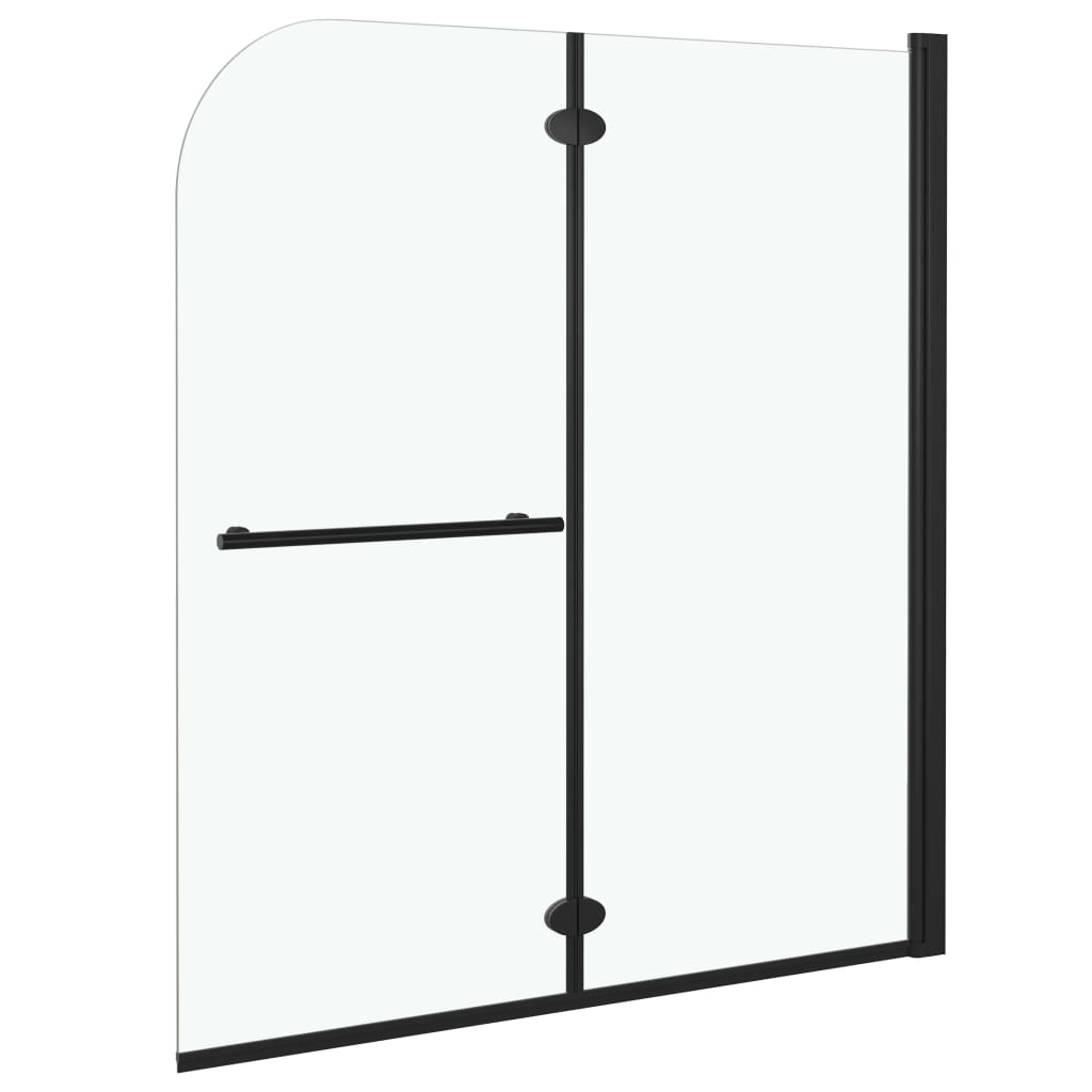 Douchewand inklapbaar 2 panelen 95x140 cm ESG zwart