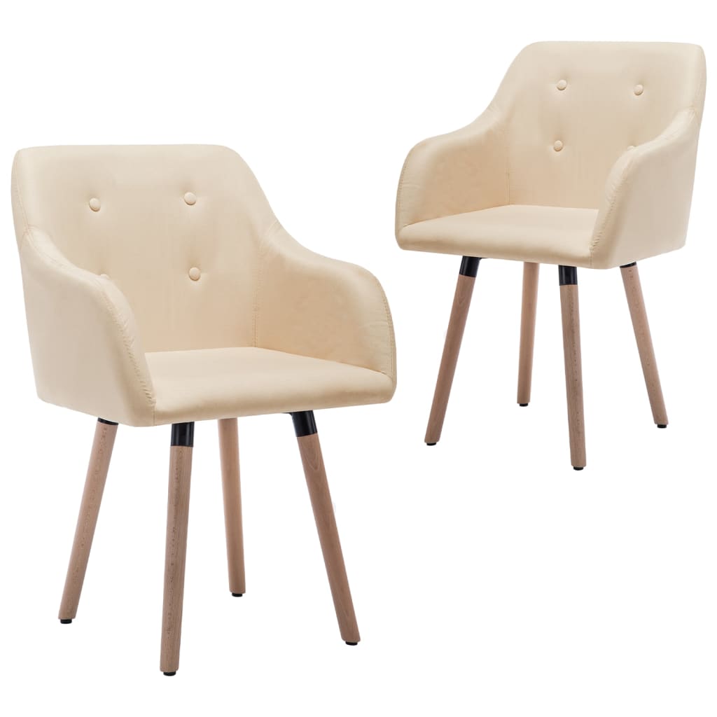 Chaises de salle à manger 2 pcs en tissu couleur crème