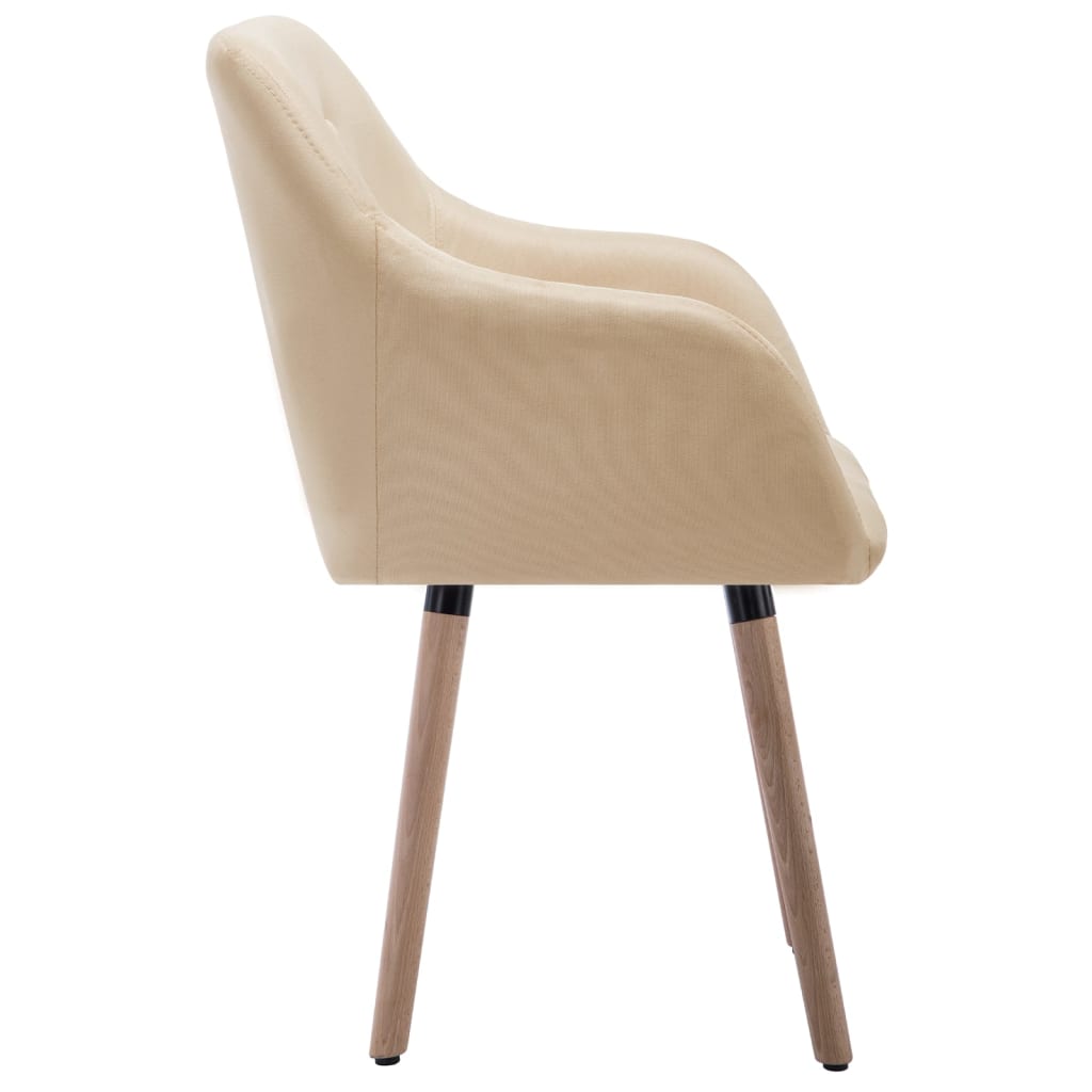 Chaises de salle à manger 2 pcs en tissu couleur crème