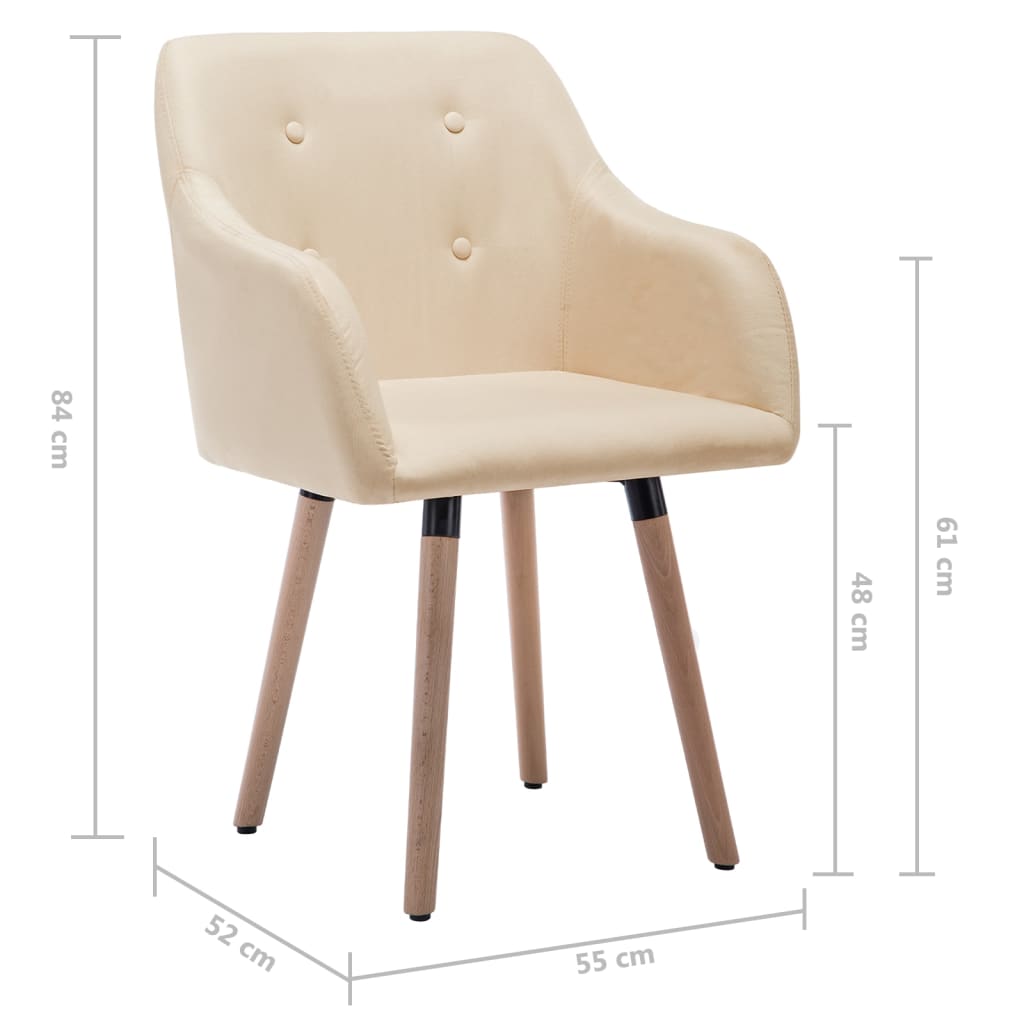 Chaises de salle à manger 2 pcs en tissu couleur crème