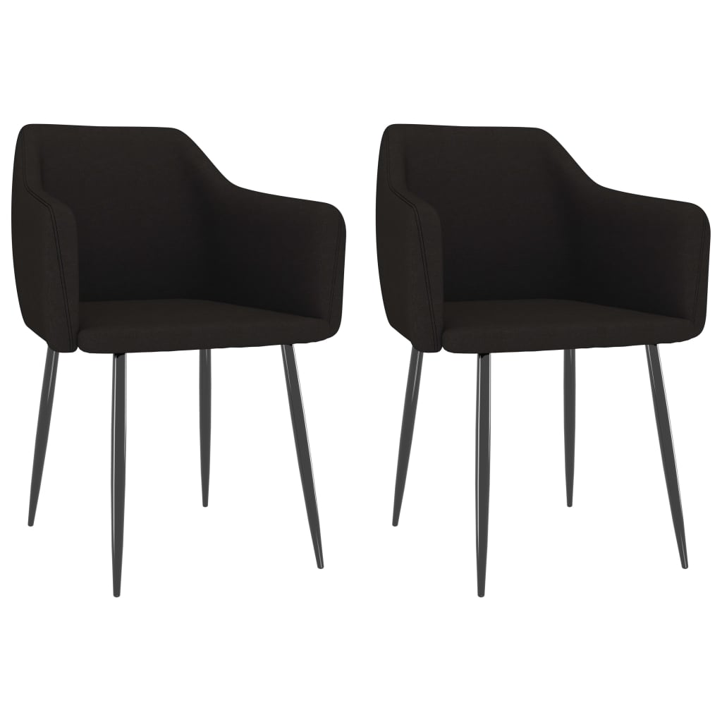 Chaises de salle à manger 2 pcs tissu noir