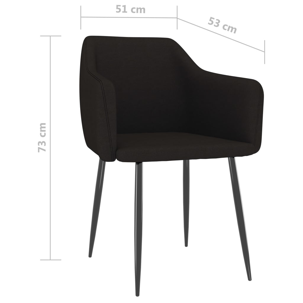 Chaises de salle à manger 2 pcs tissu noir