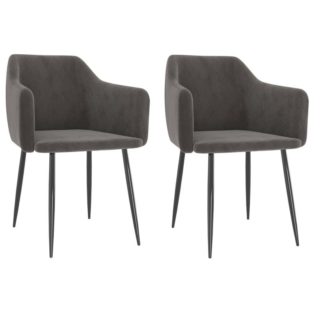 Chaises de salle à manger 2 pcs velours gris foncé