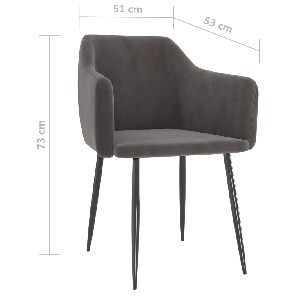 Chaises de salle à manger 2 pcs velours gris foncé