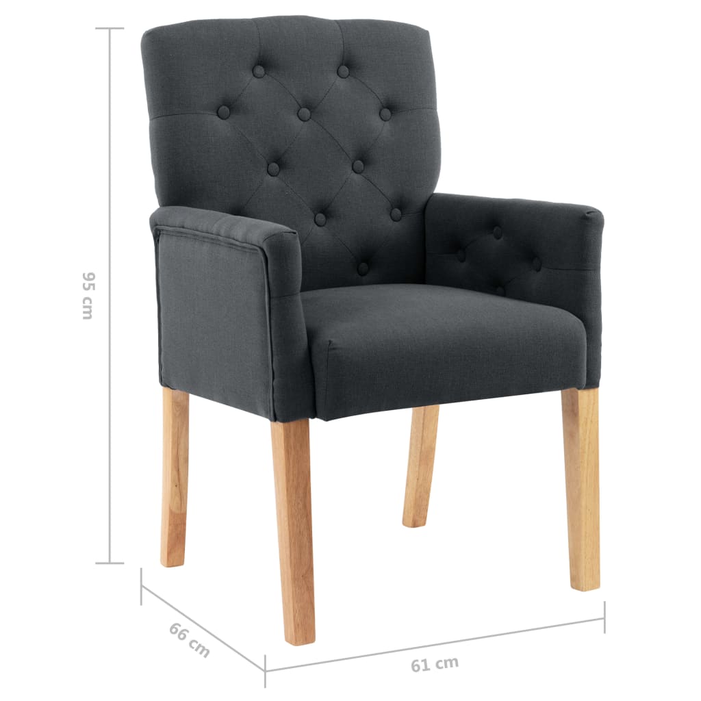 Chaises de salle à manger 4 pcs avec accoudoirs en tissu