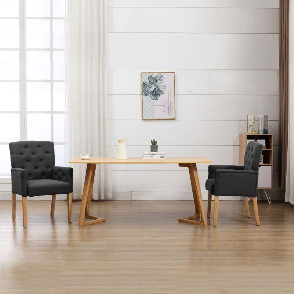 Chaises de salle à manger 4 pcs avec accoudoirs en tissu