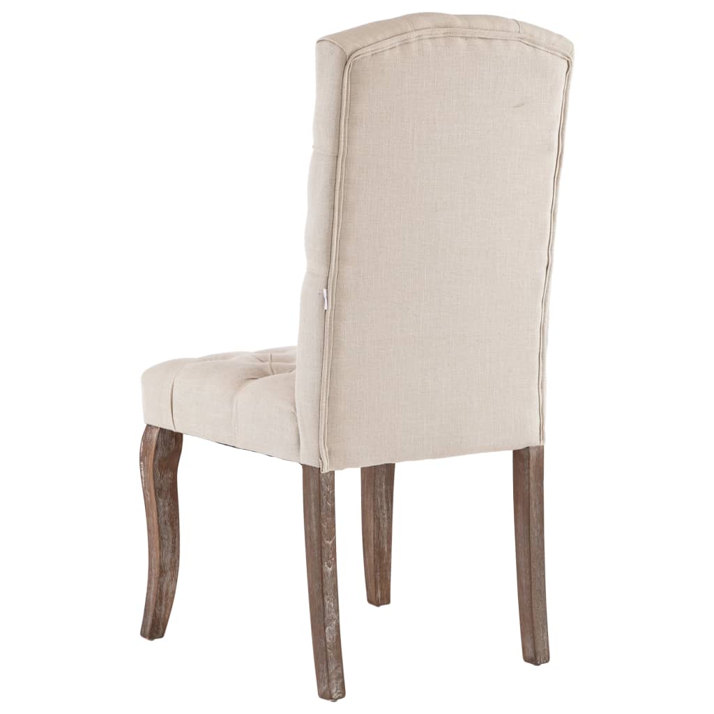 Eetkamerstoelen 2 st linnen-look stof beige