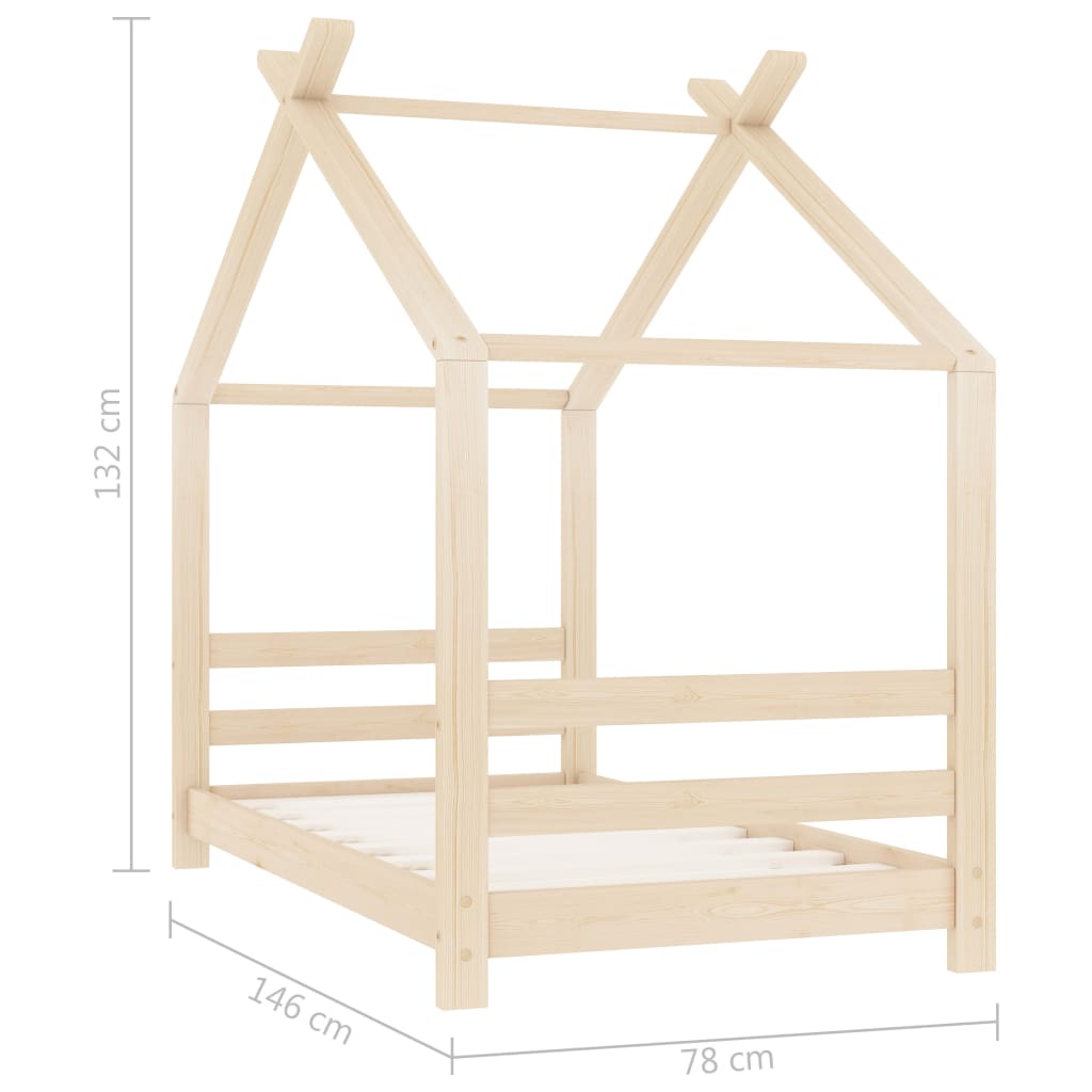 Kinderbedframe massief grenenhout 70x140 cm