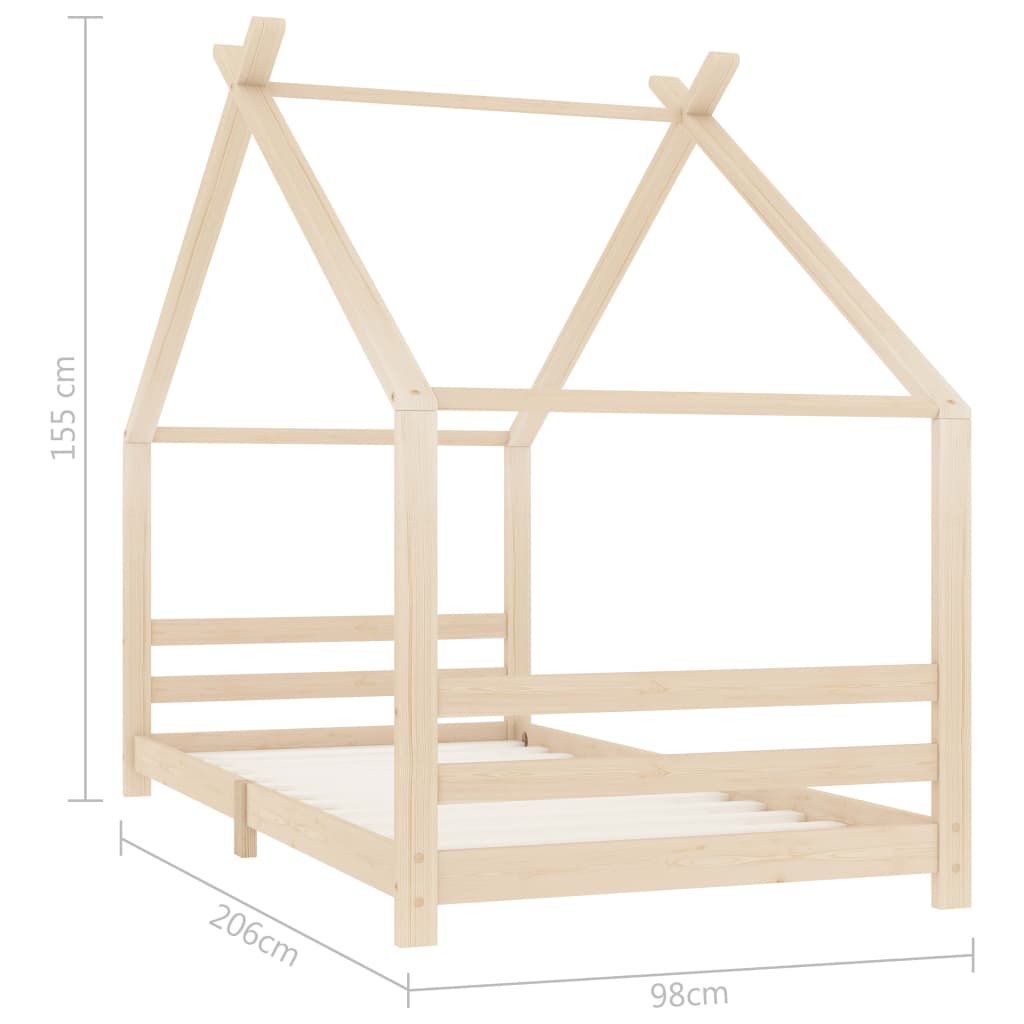 Kinderbedframe massief grenenhout 70x140 cm