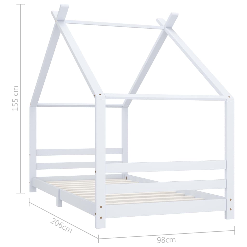 Kinderbedframe massief grenenhout 90x200 cm