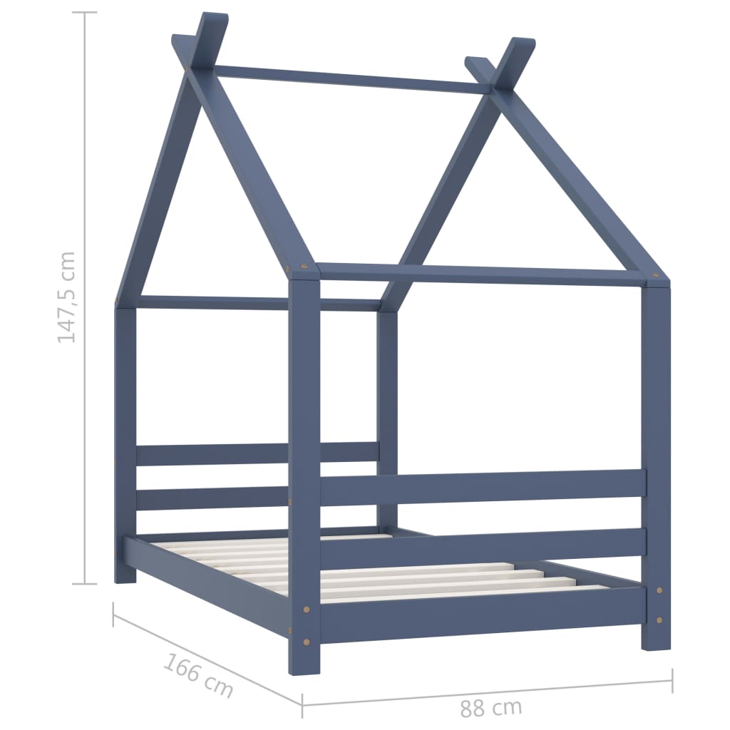 Kinderbedframe massief grenenhout 90x200 cm