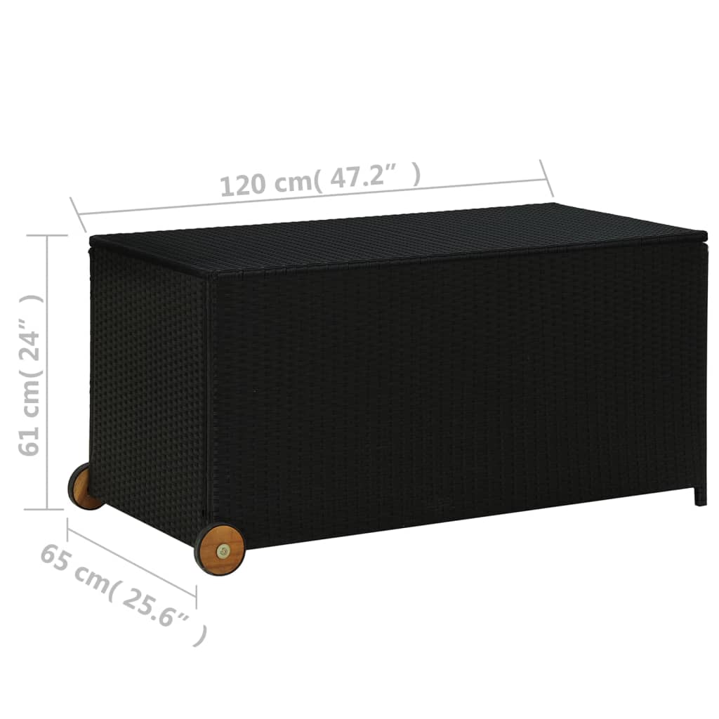 Coffre de jardin 120x65x61 cm poly rotin