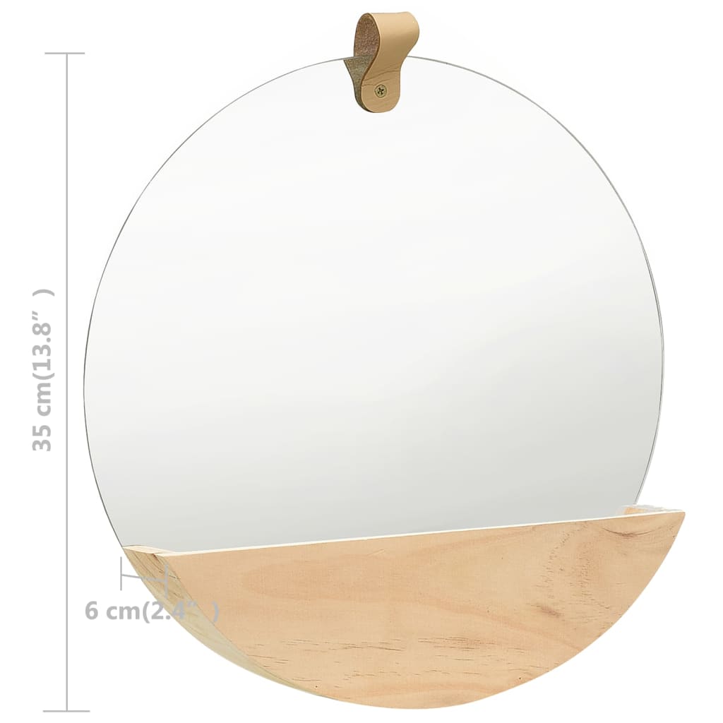 Miroir mural 35 cm en bois de pin massif