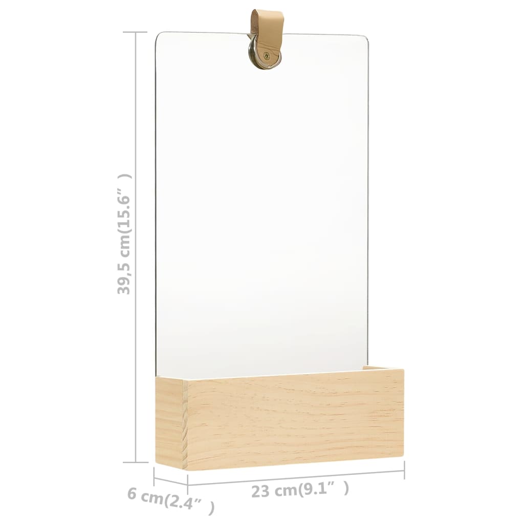 Miroir mural 35 cm en bois de pin massif