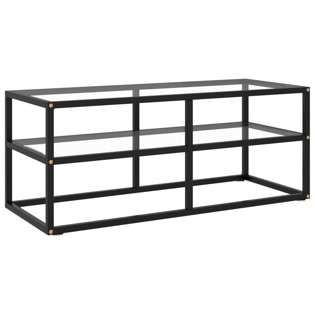 Tv-meubel met zwart glas 140x40x40 cm zwart