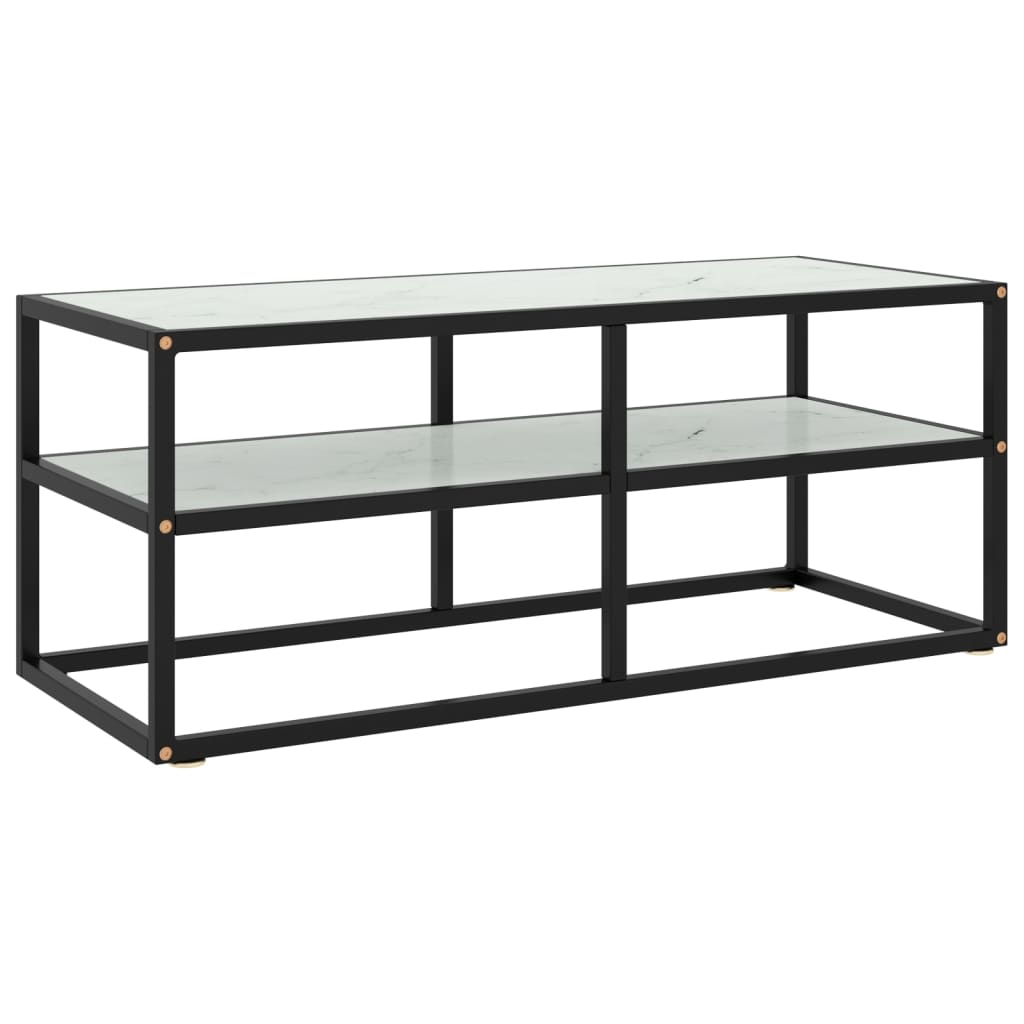 Tv-meubel met zwart glas 140x40x40 cm zwart