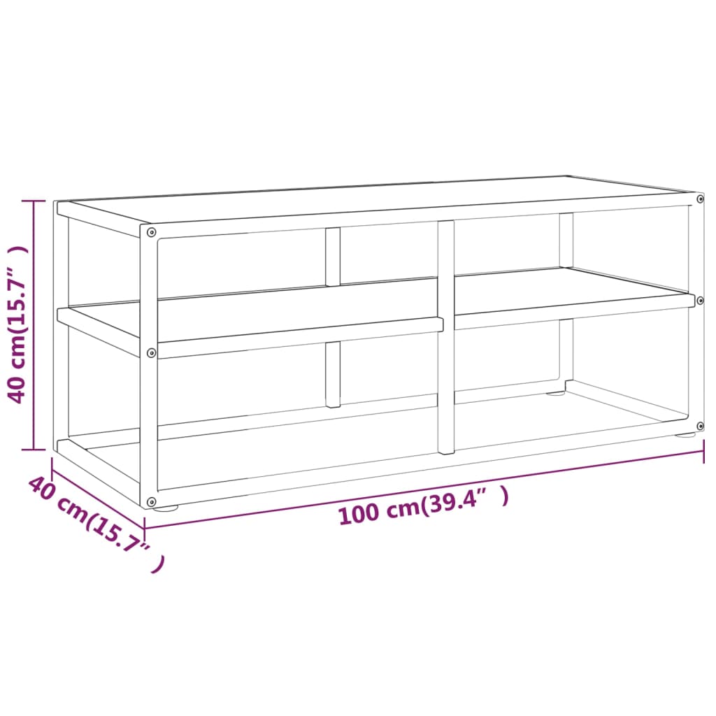 Tv-meubel met zwart glas 120x40x40 cm zwart