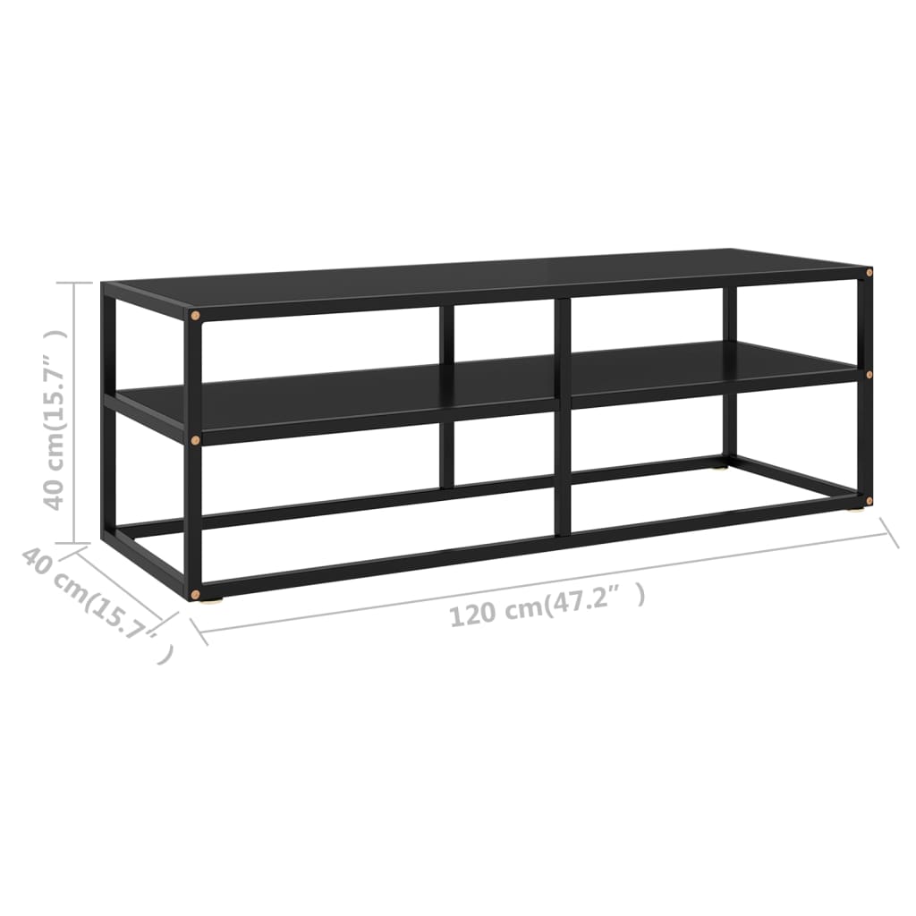 Tv-meubel met zwart glas 120x40x40 cm zwart