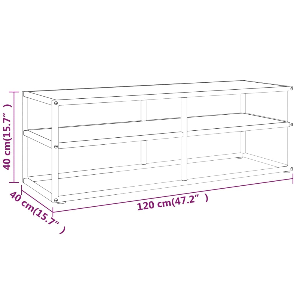 Tv-meubel met marmerglas 100x40x40 cm zwart