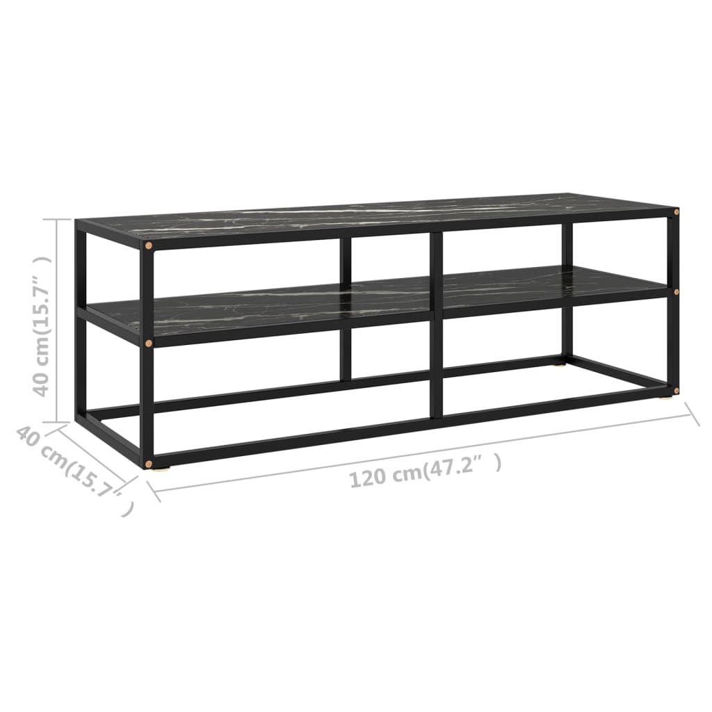 Tv-meubel met zwart glas 120x40x40 cm zwart