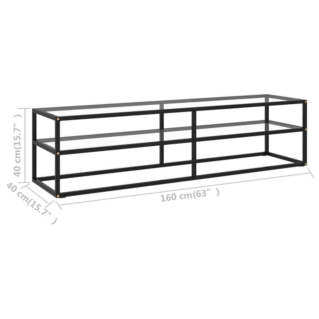 Tv-meubel met zwart glas 140x40x40 cm zwart