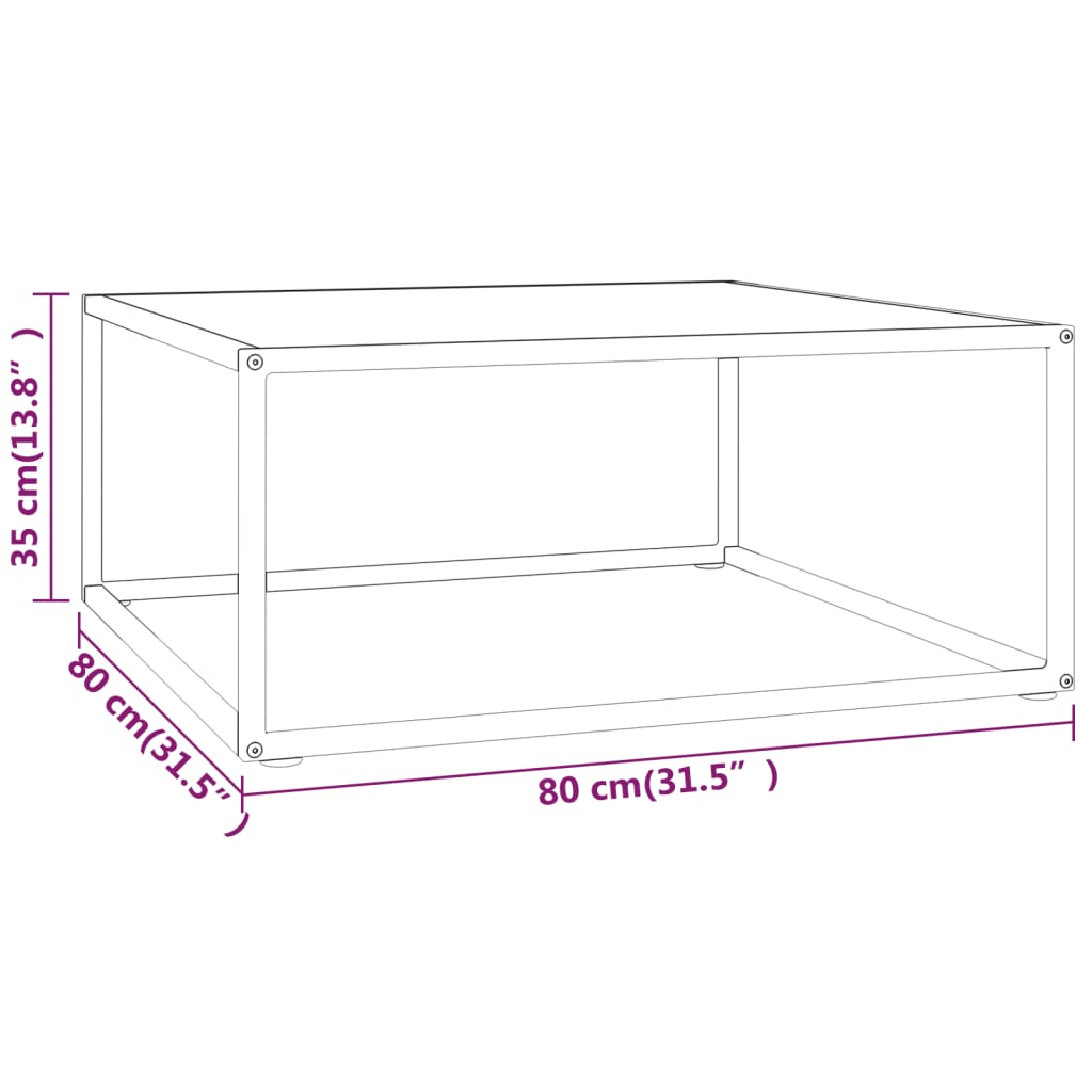 Salontafel met gehard glas 120x50x35 cm