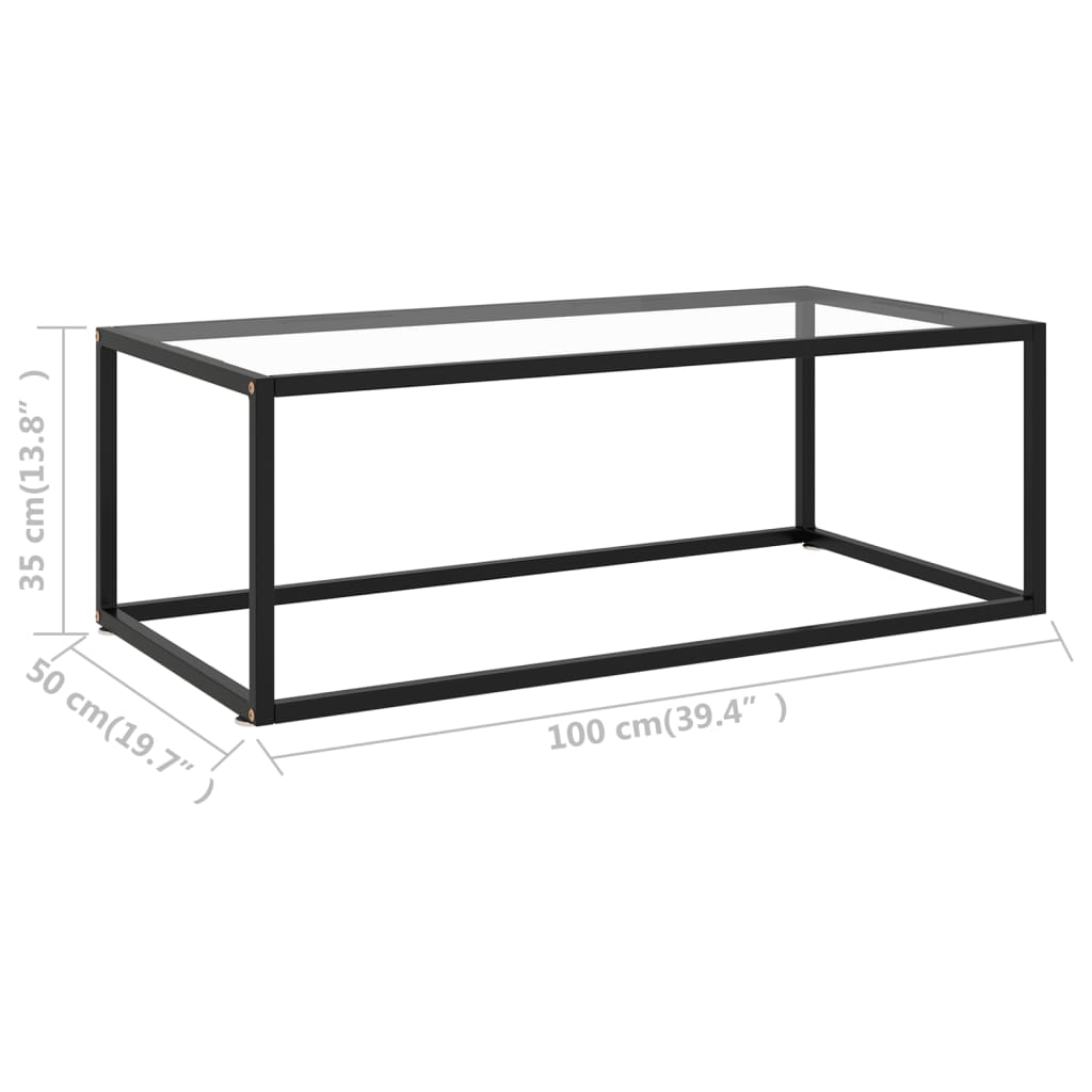 Salontafel met gehard glas 120x50x35 cm