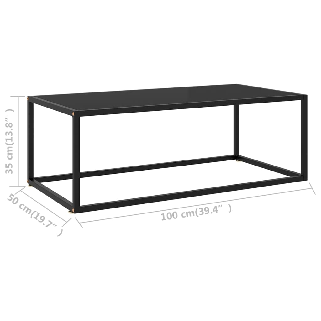 Salontafel met gehard glas 100x50x35 cm