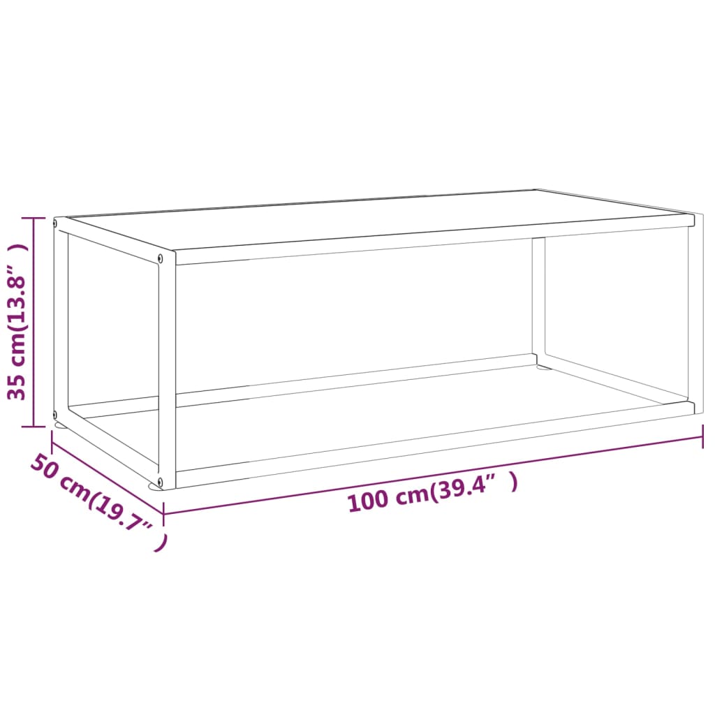 Salontafel met gehard glas 100x50x35 cm