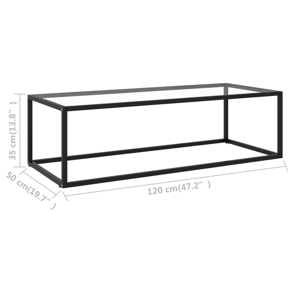 Salontafel met gehard glas 100x50x35 cm