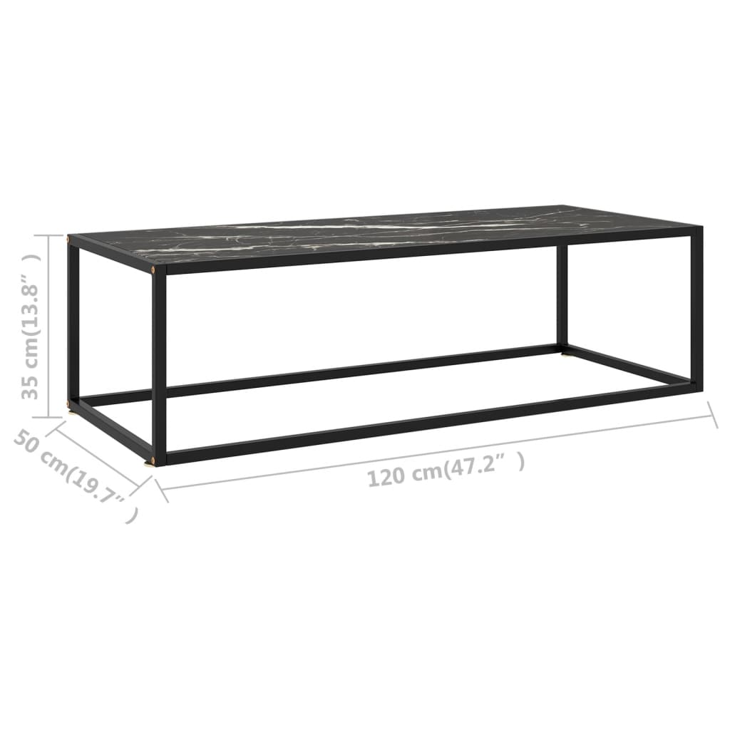 Salontafel met gehard glas 120x50x35 cm