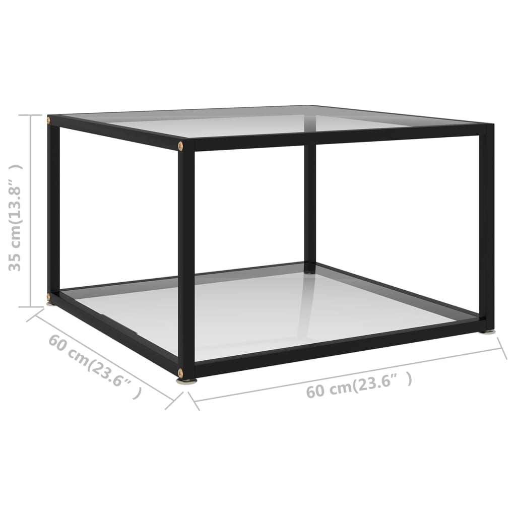 Salontafel 60x60x35 cm gehard glas transparant