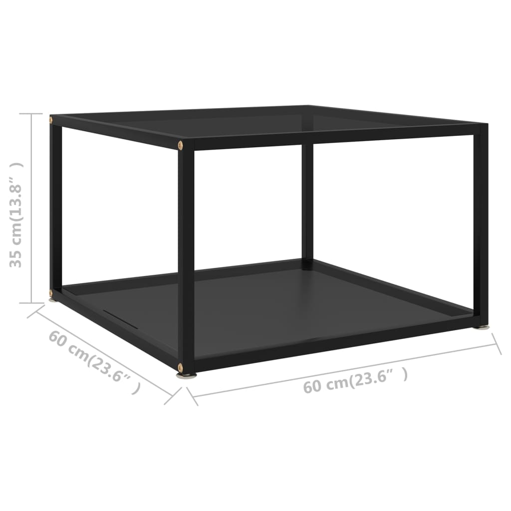 Salontafel 60x60x35 cm gehard glas transparant