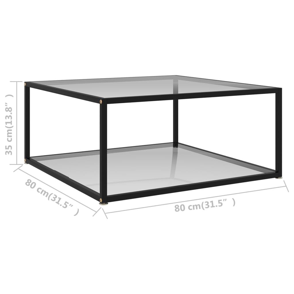 Salontafel 60x60x35 cm gehard glas transparant