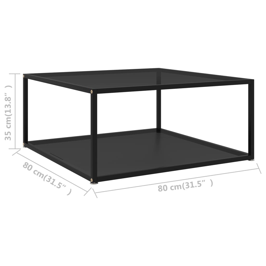 Salontafel 60x60x35 cm gehard glas transparant