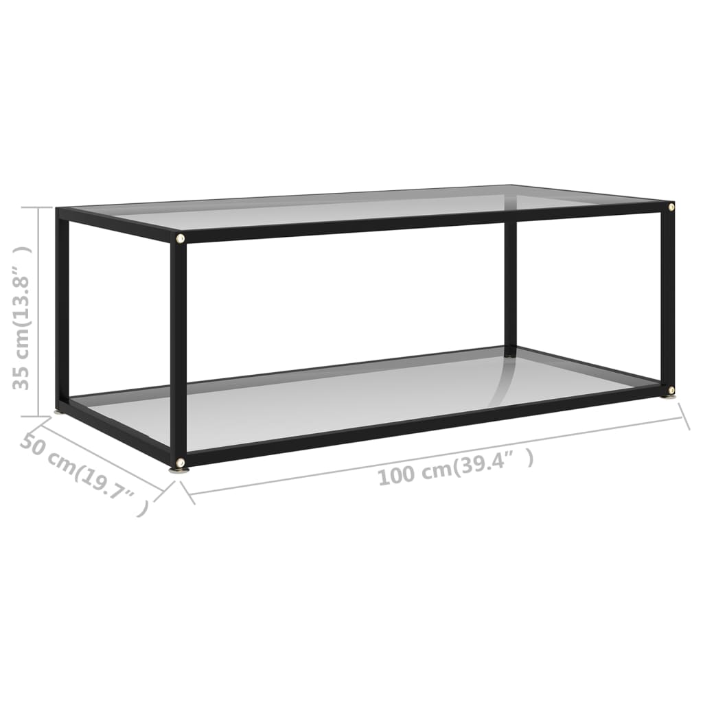 Salontafel 60x60x35 cm gehard glas transparant