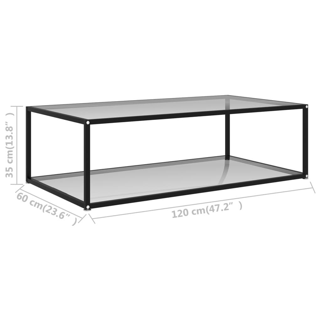 Salontafel 60x60x35 cm gehard glas transparant